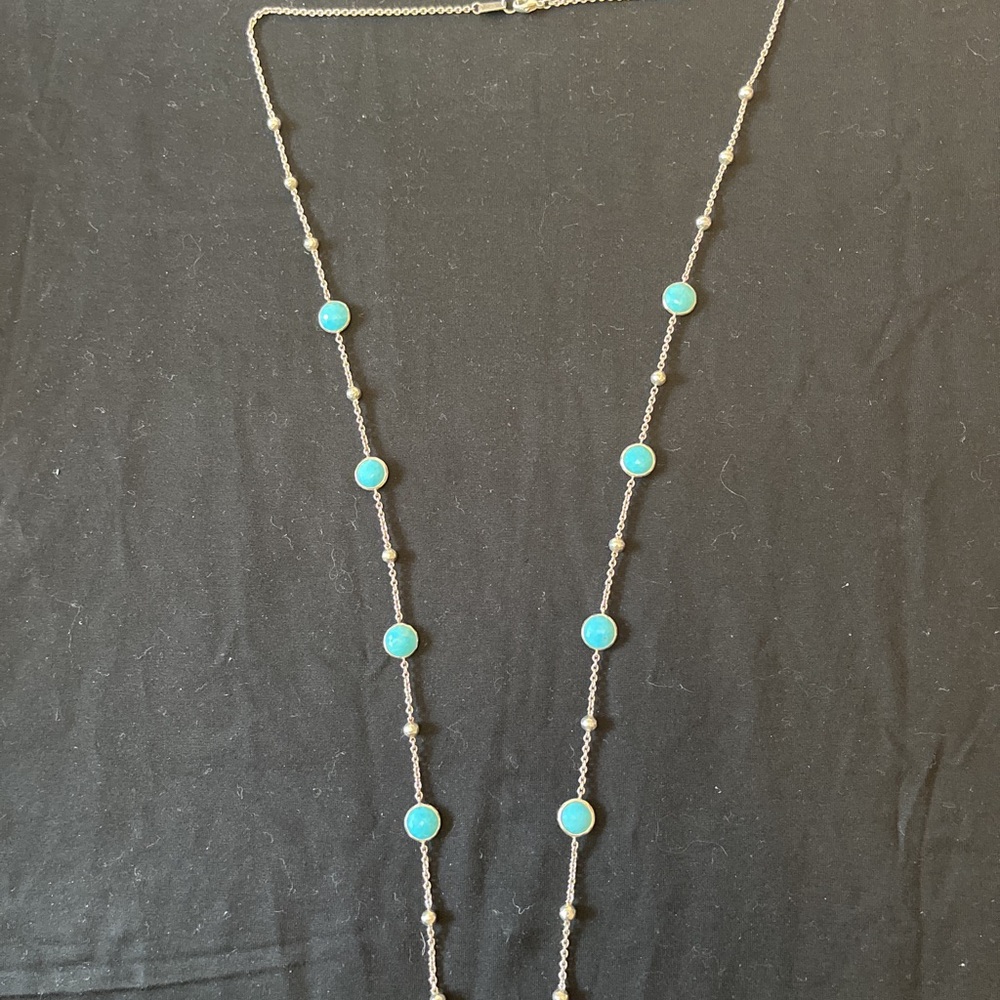 Ippolita Ball and Stone Station Necklace in Tourquoise & Sterling Silver 36”